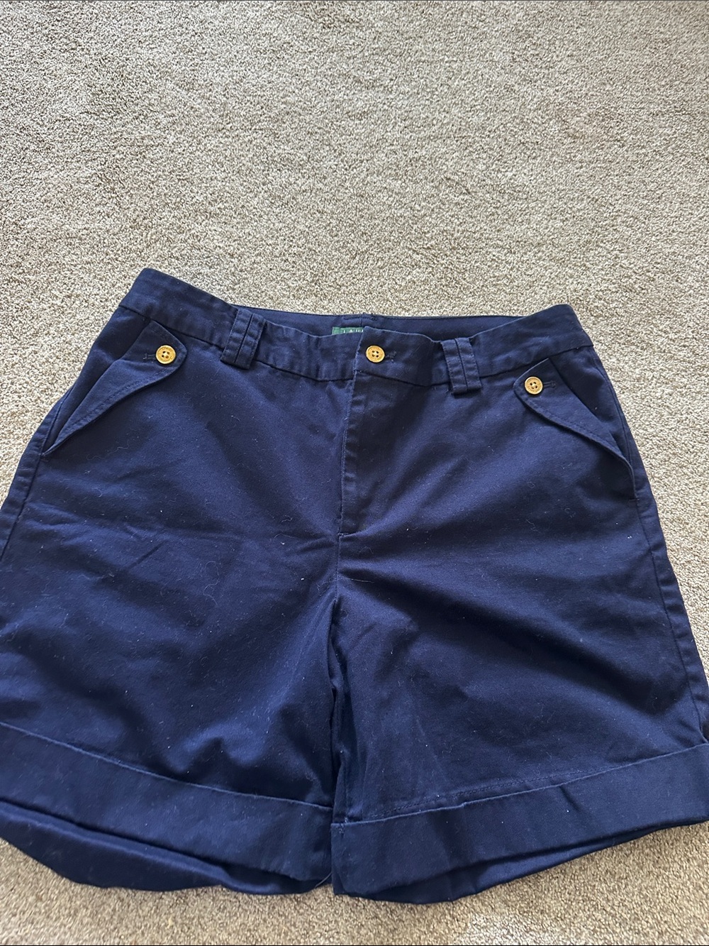 Lauren Ralph Lauren Navy Cotton Chino cuff Shorts size 14